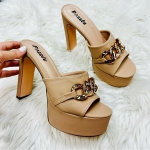 Shoes Nude Mule Platform Chain Heel Poshmark